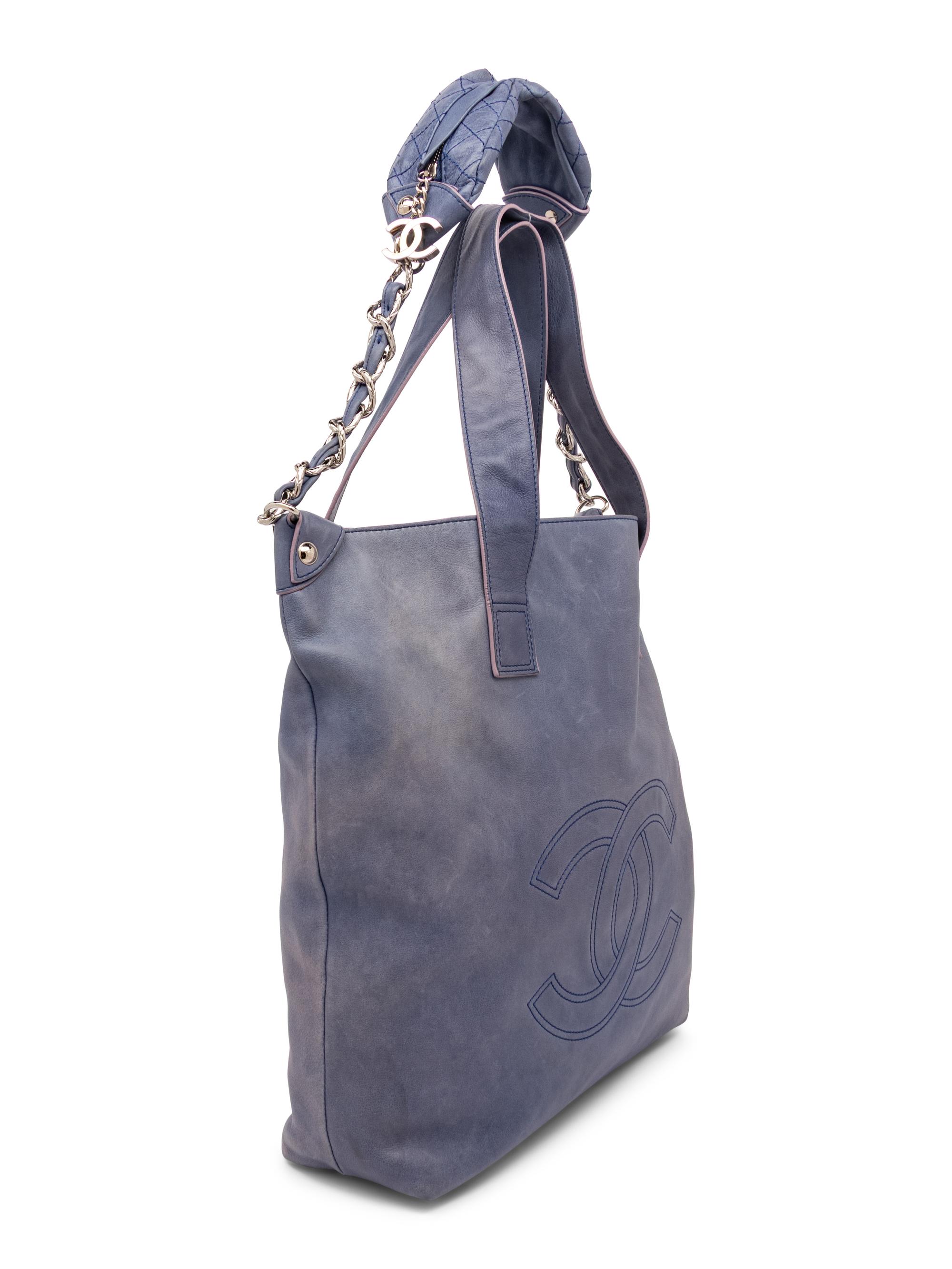 CHANEL, BLUE EDGY LAMBSKIN TOTE