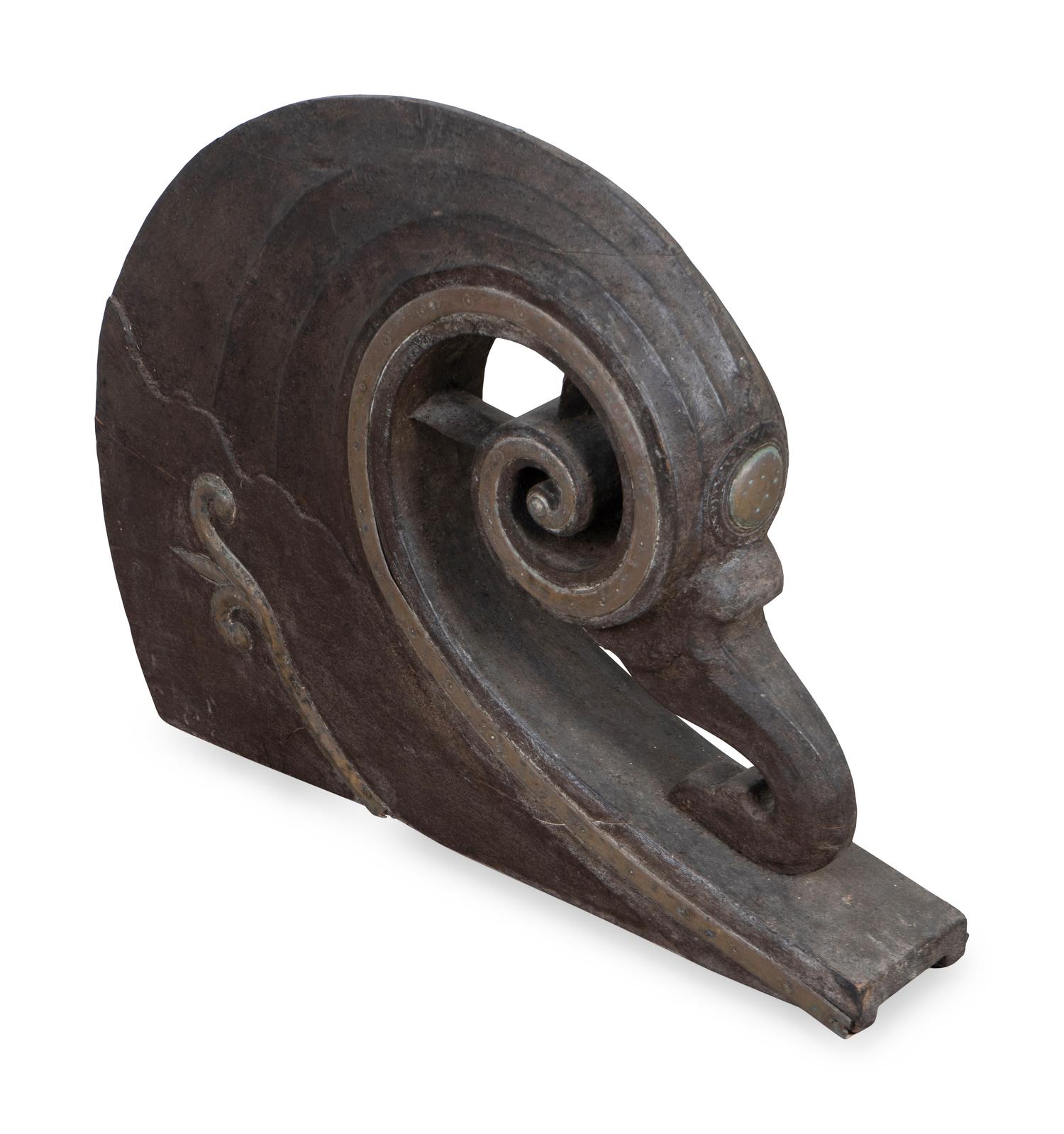 A Carved and Painted Scroll-Form Gondola Prow — 19TH CENTURY