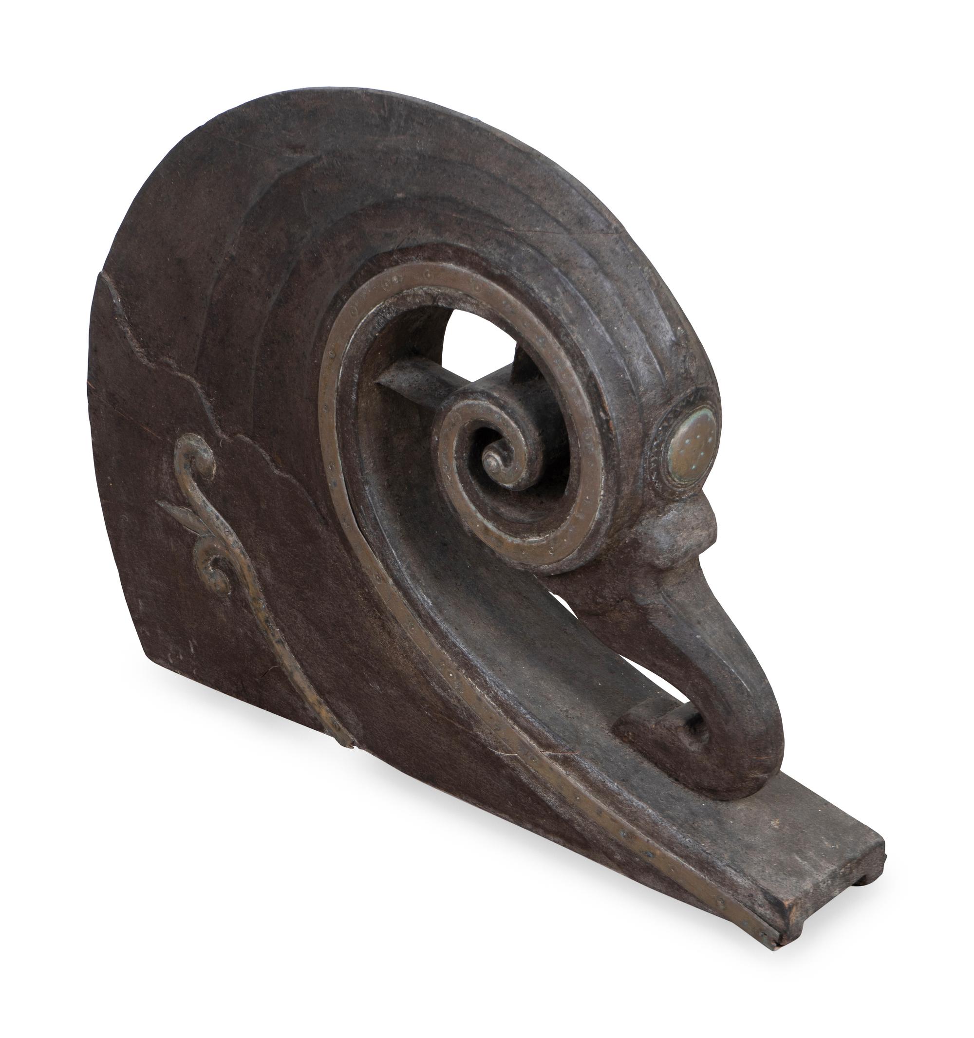 A Carved and Painted Scroll-Form Gondola Prow — 19TH CENTURY