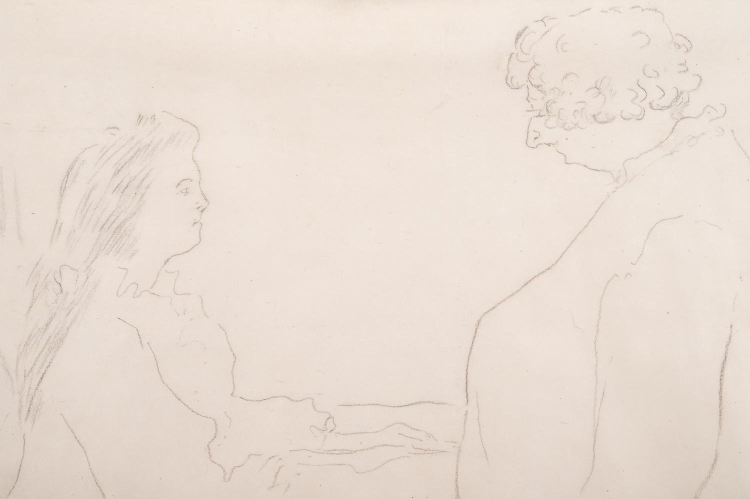 Femme au lit - Au petit lever (study for the lithograph for the eighth plate of "Elles" (Woman in Bed Greeted by her Mother))