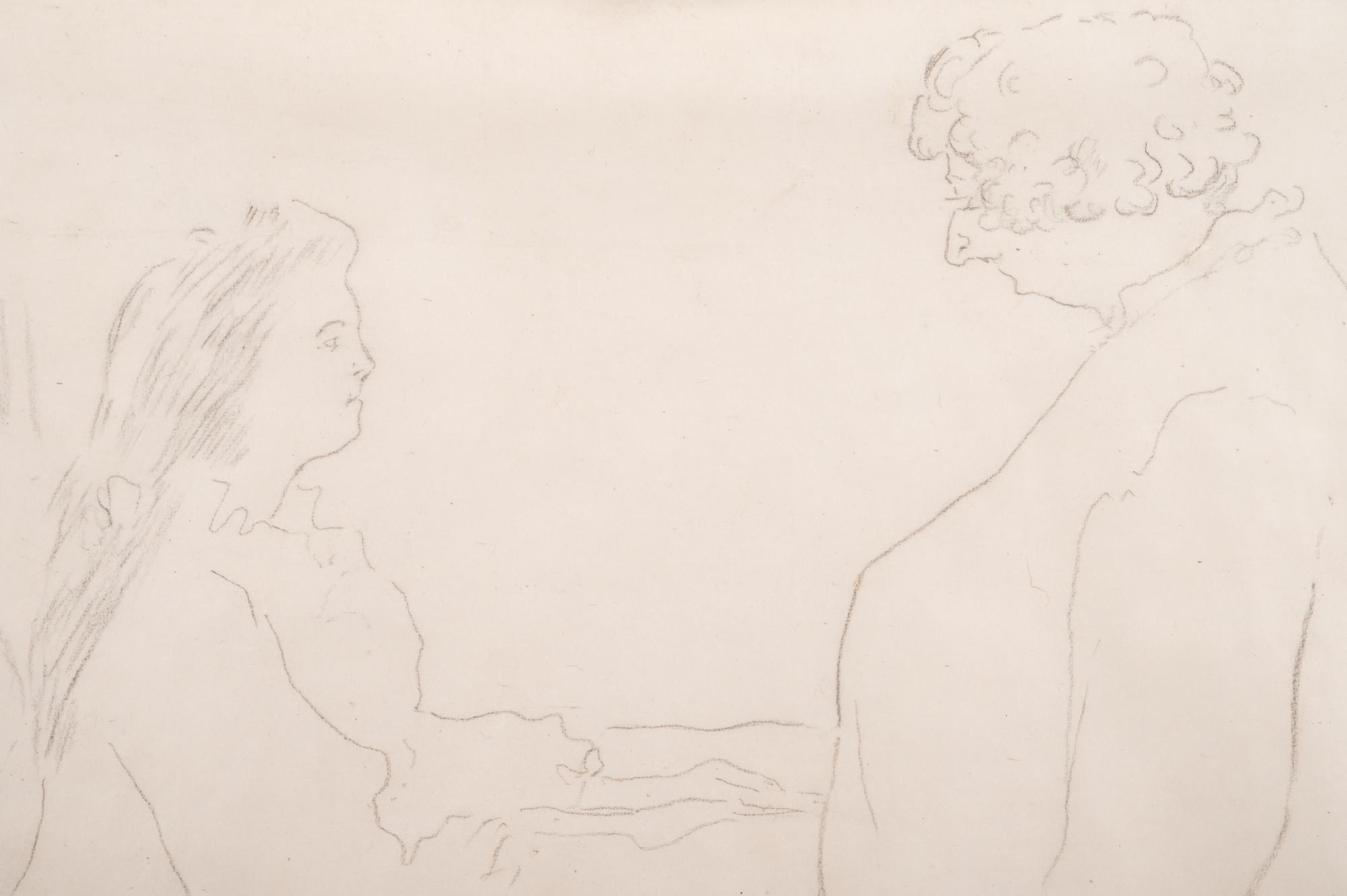 Femme au lit - Au petit lever (study for the lithograph for the eighth plate of "Elles" (Woman in Bed Greeted by her Mother))