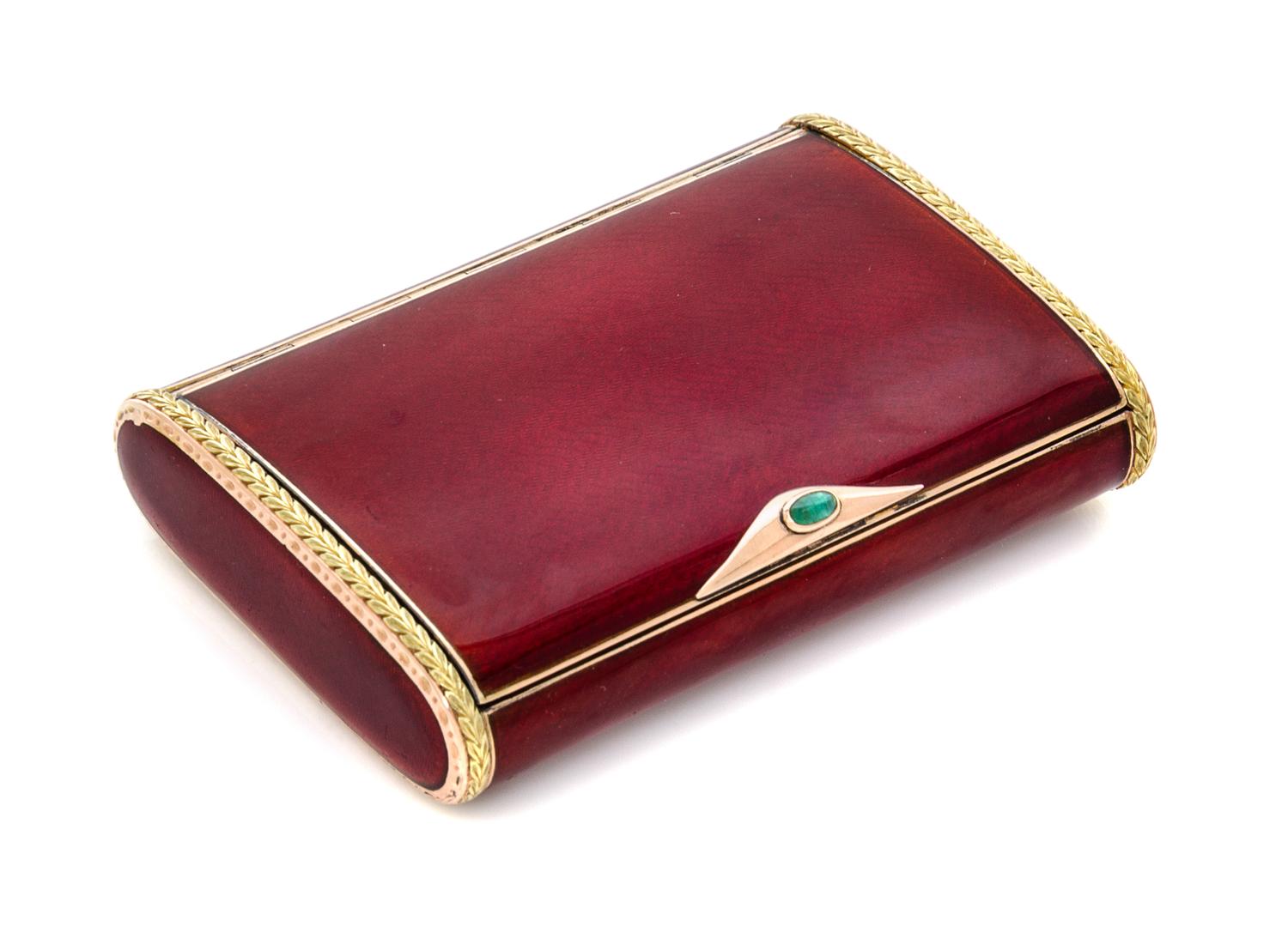 A Russian Silver-Gilt and Guilloche Enamel Cigarette Case, Mark of Faberge, workmaster's mark of Henrik Wigstrom, St. Petersburg, early