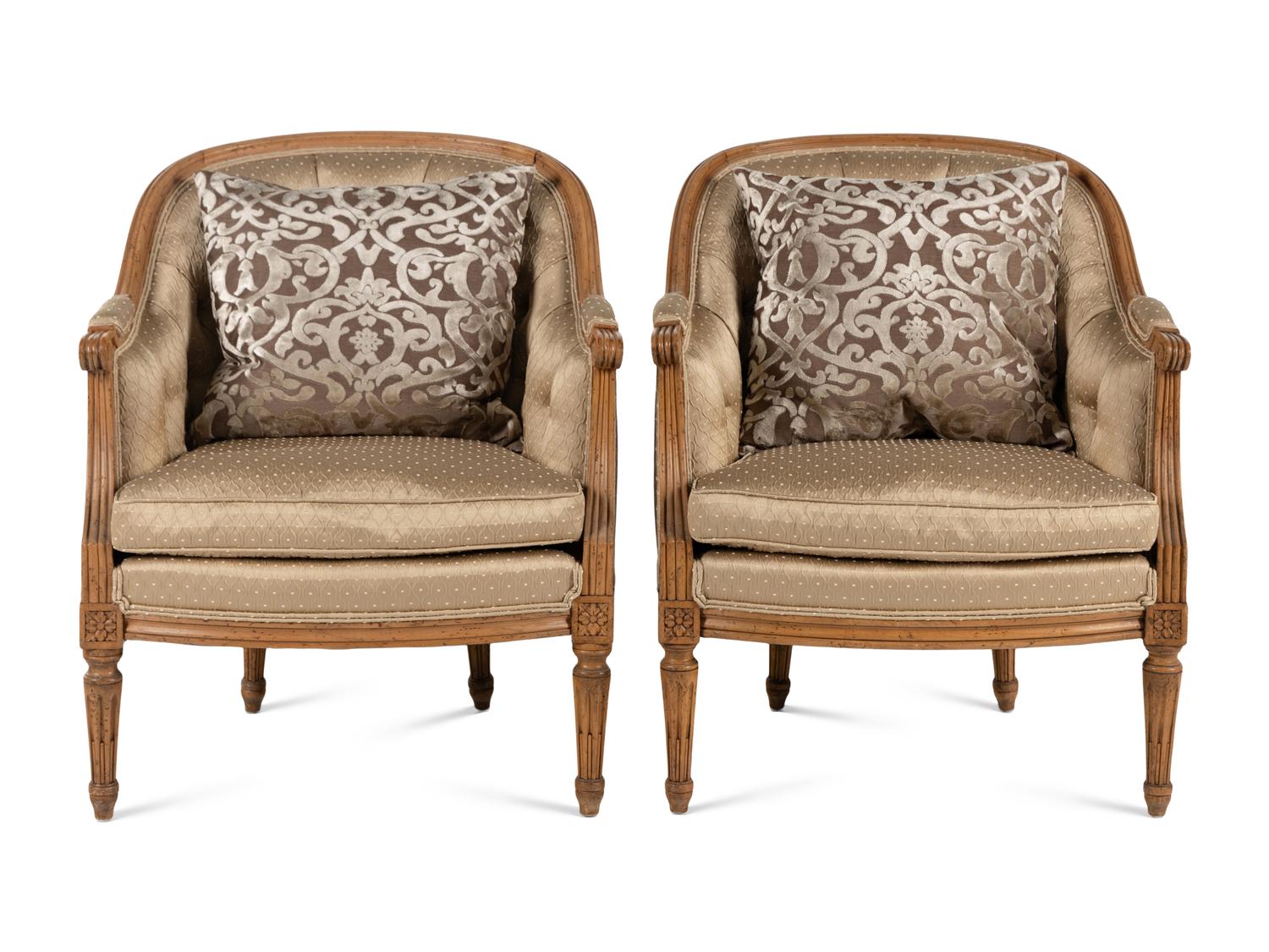 A Pair of Louis XVI Style Beechwood Bergères