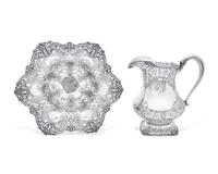 An American Silver Water Pitcher and Reticulated Bowl