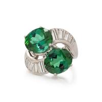 PLATINUM, GREEN TOURMALINE, AND DIAMOND RING