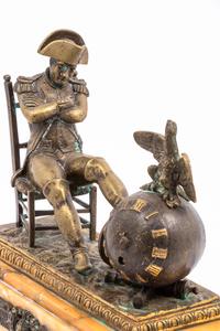 An Empire Style Gilt Bronze and Marble Figural Mantel Clock