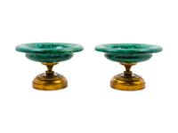 A Pair of Malachite-Veneered Tazze