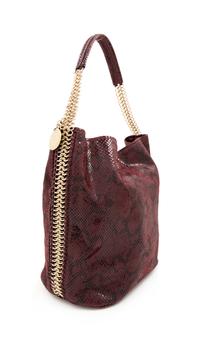 A Stella McCartney Plum Faux Python Falabella Tote, 11.5" H x 13.5" W x 6" D; Strap drop: 10".