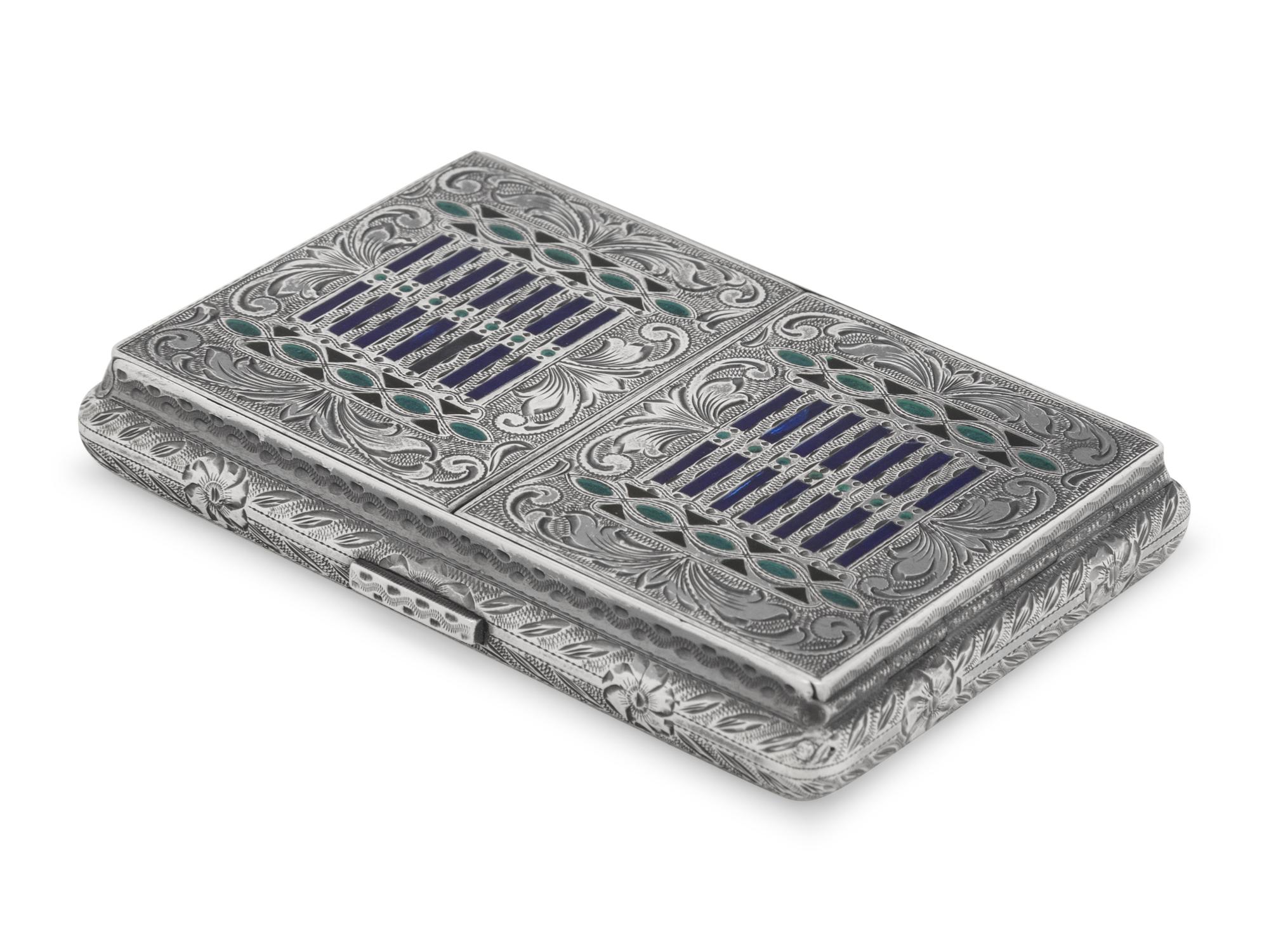 An Austrian Plique-a-Jour Enamel and Silver Cigarette Case
