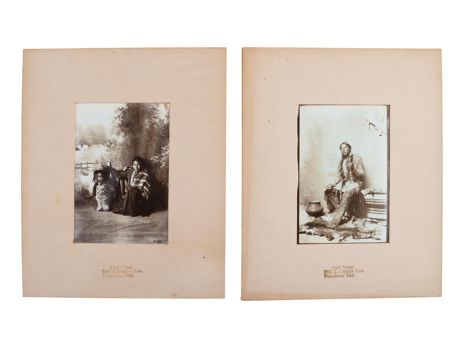 [NATIVE AMERICANS]. MOON, Carl (1879-1948). 3 photographs of Native American subjects.