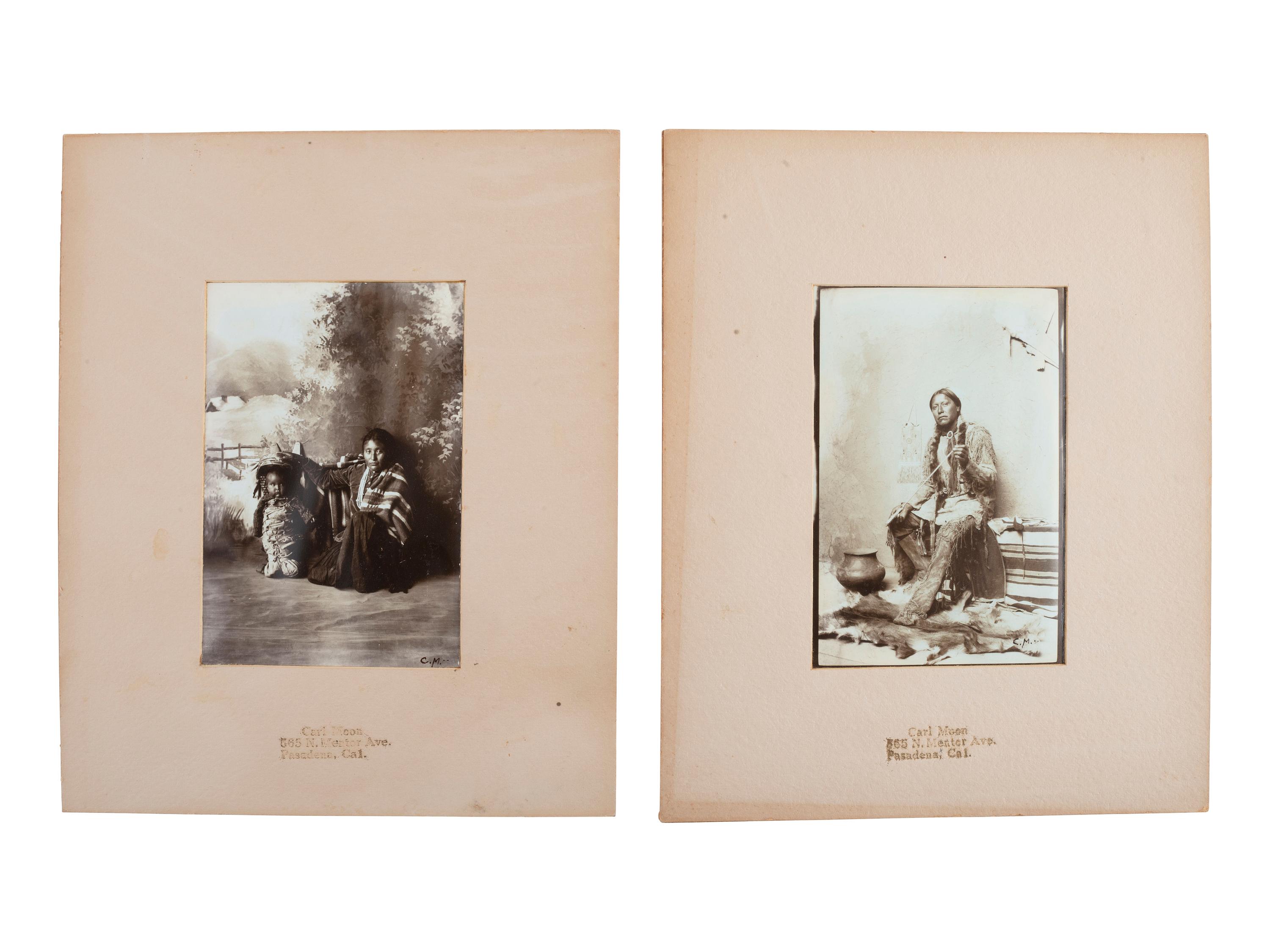 [NATIVE AMERICANS]. MOON, Carl (1879-1948). 3 photographs of Native American subjects.