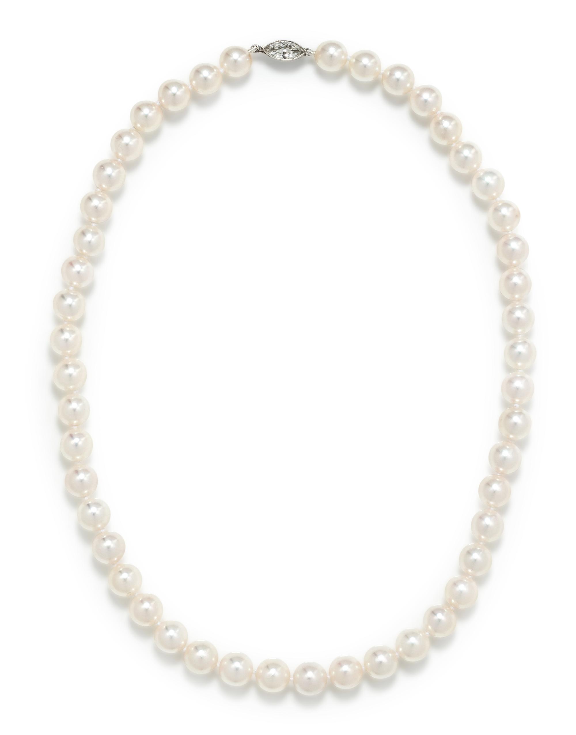 CULTURED PEARL AND DIAMOND NECKLACE