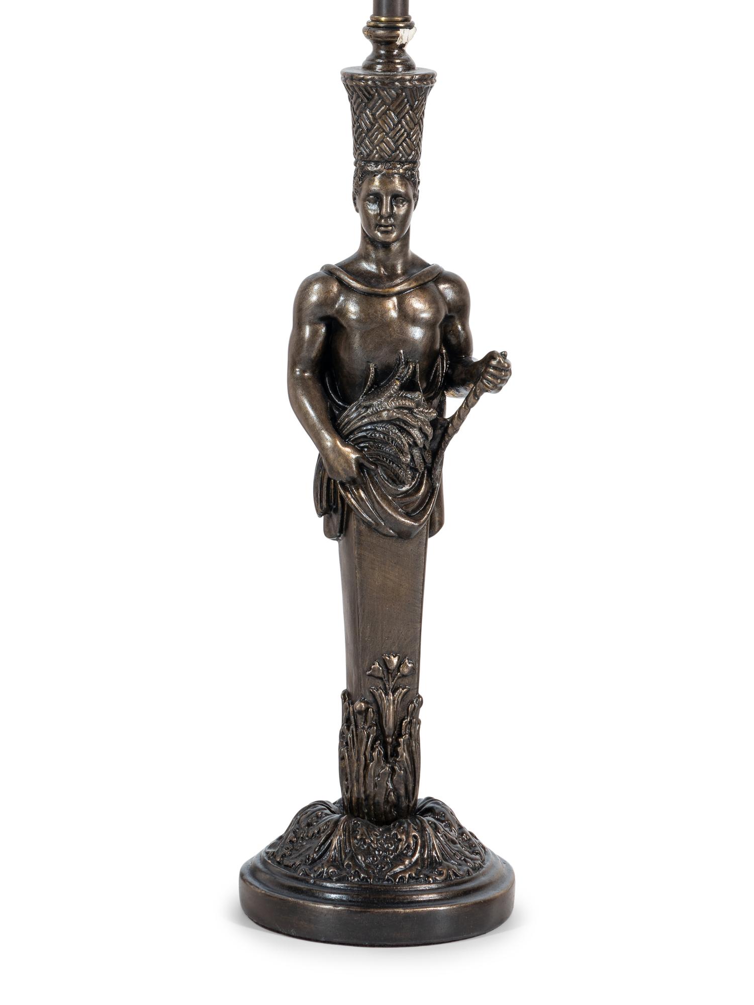 A Pair of Neoclassical Style Bronzed Plaster Herm Lamps