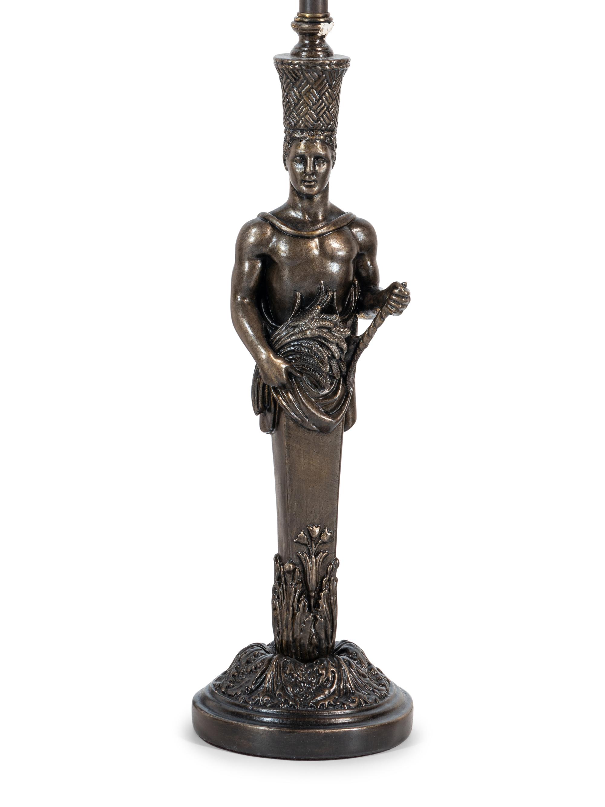 A Pair of Neoclassical Style Bronzed Plaster Herm Lamps