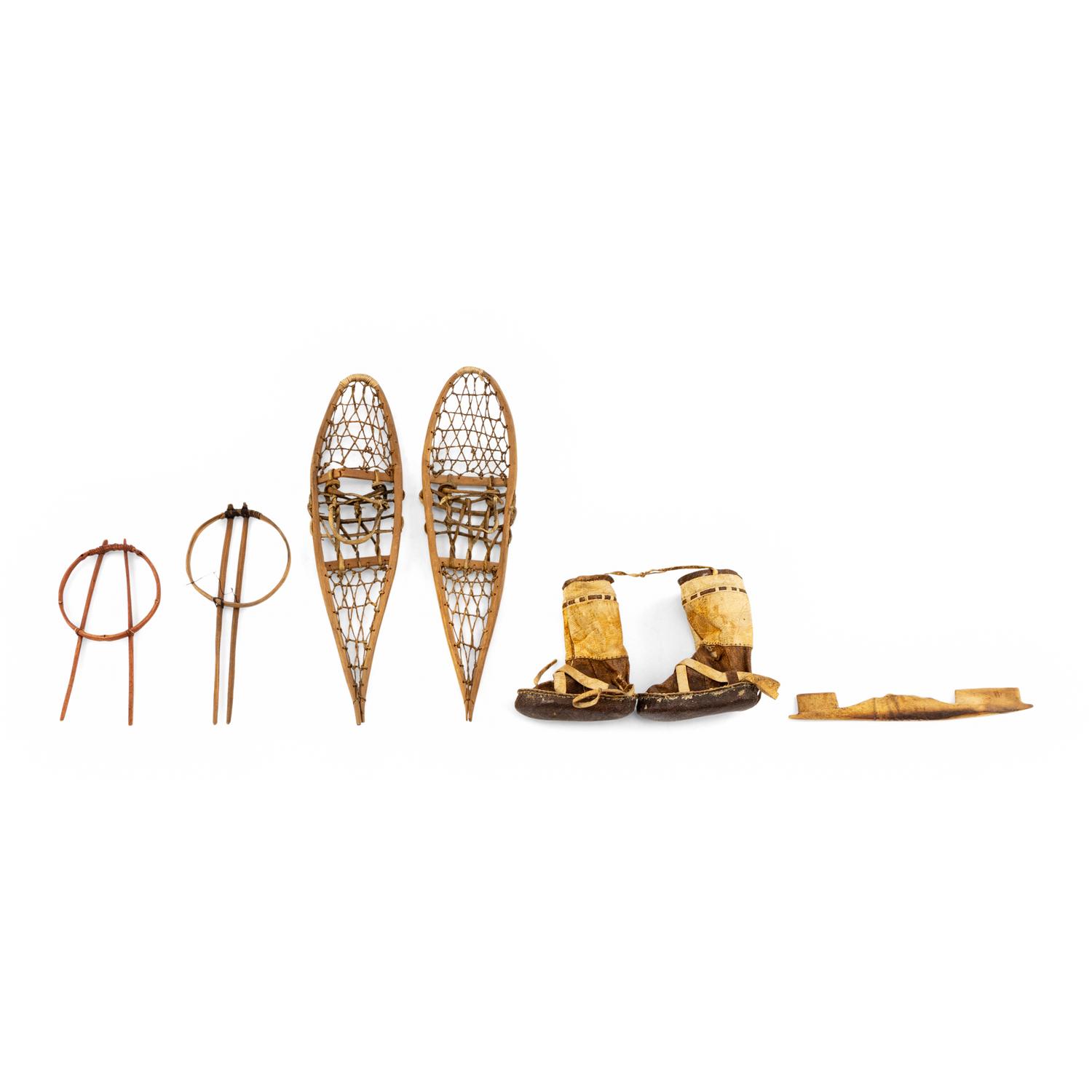 Alaskan Native Model Mukluks, Snowshoes, Harpoon Line Racks, PLUS