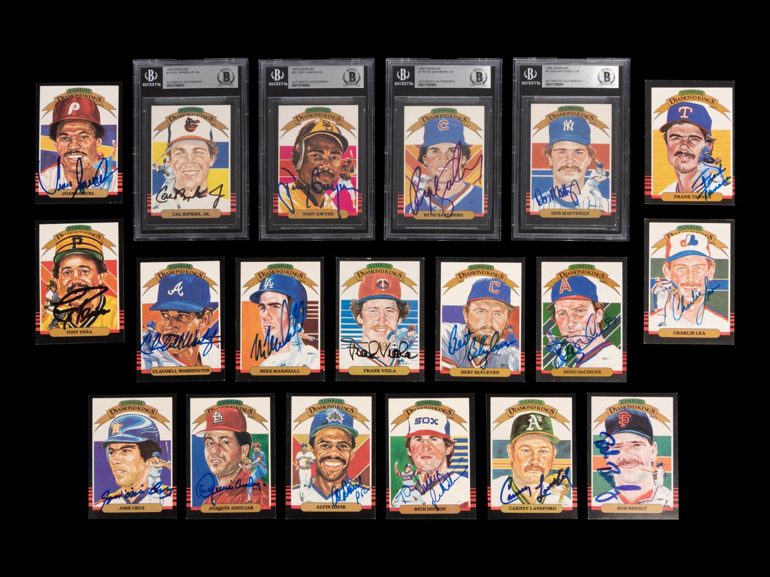 A Group of 19 1985 Donruss Diamond Kings Signed Autograph Baseball Cards Including Multiple Hall of Famers,