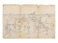 [CIVIL WAR]. Union and Confederate ephemera, incl. a sketch, and a ticket to Johnson's impeachment.