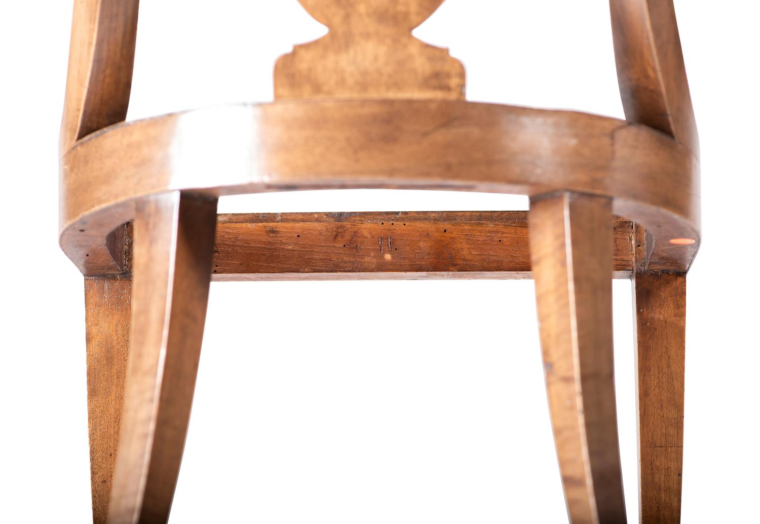 Four Brass Inlaid Walnut Gondola Chairs