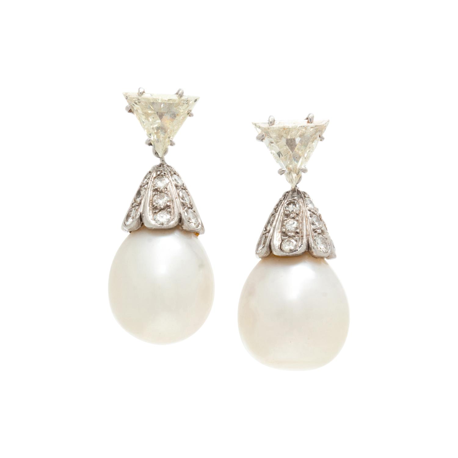 SOUTH SEA CULTURED PEARL AND DIAMOND EARRINGS