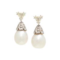 SOUTH SEA CULTURED PEARL AND DIAMOND EARRINGS
