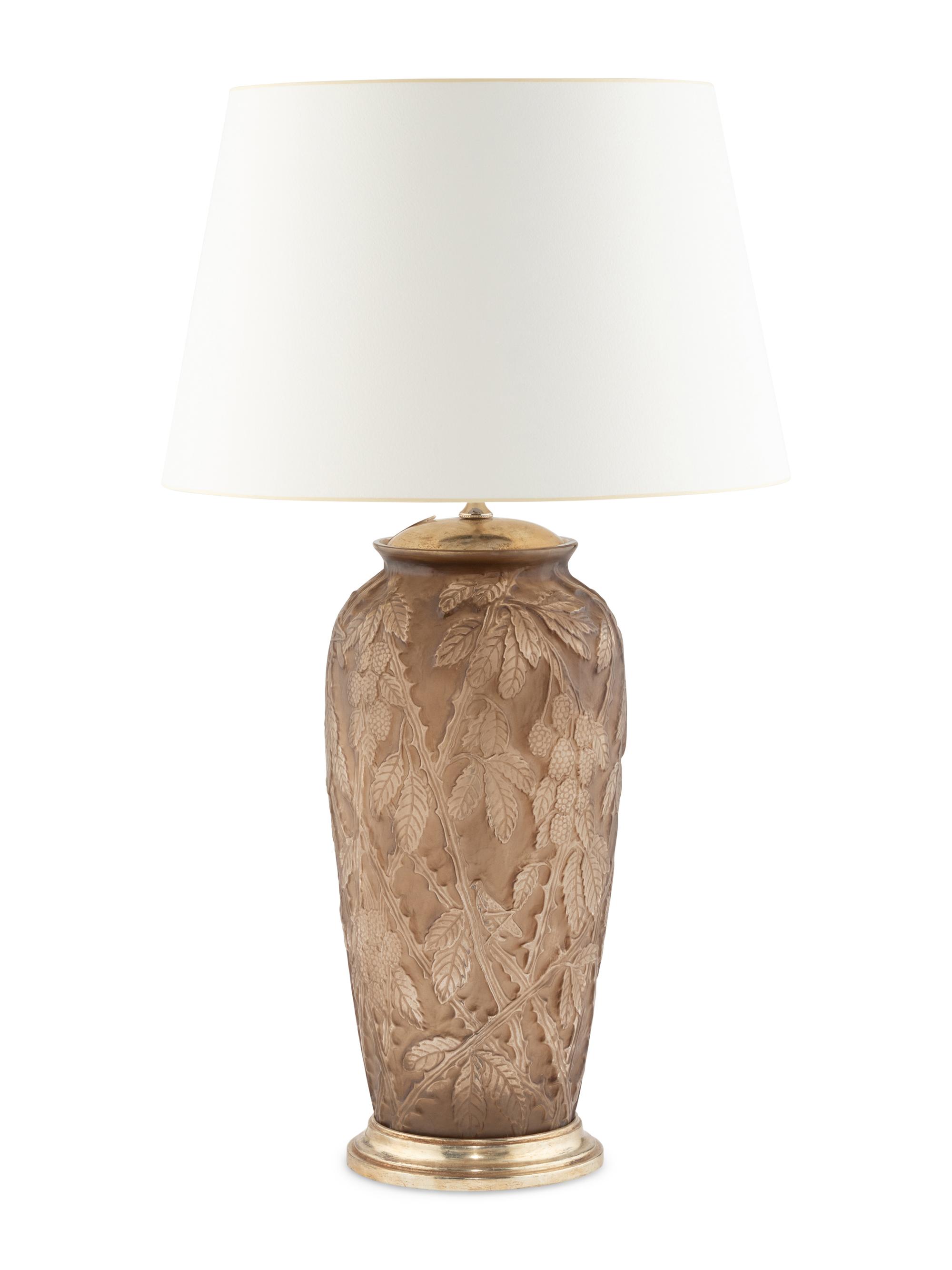 A Cast Glass Table Lamp