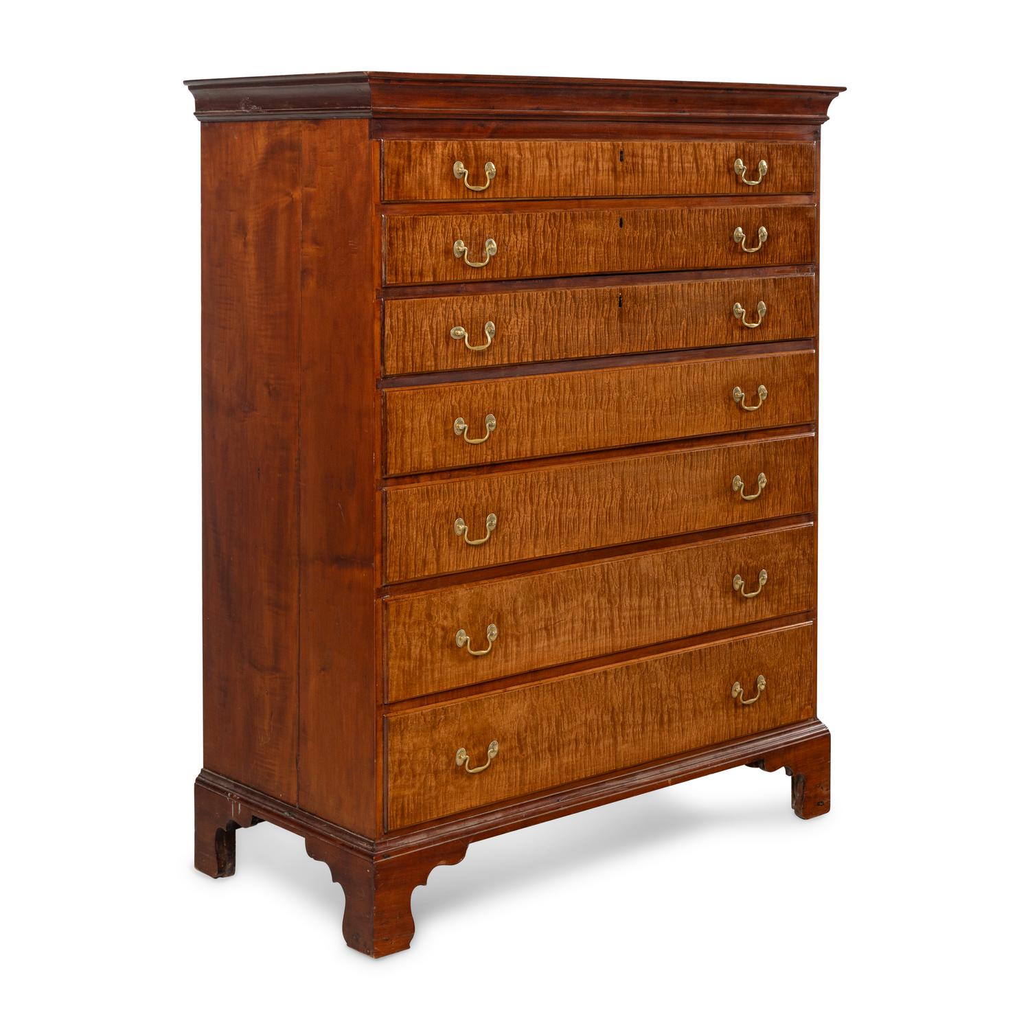 A Chippendale Tiger Maple Chest of Drawers