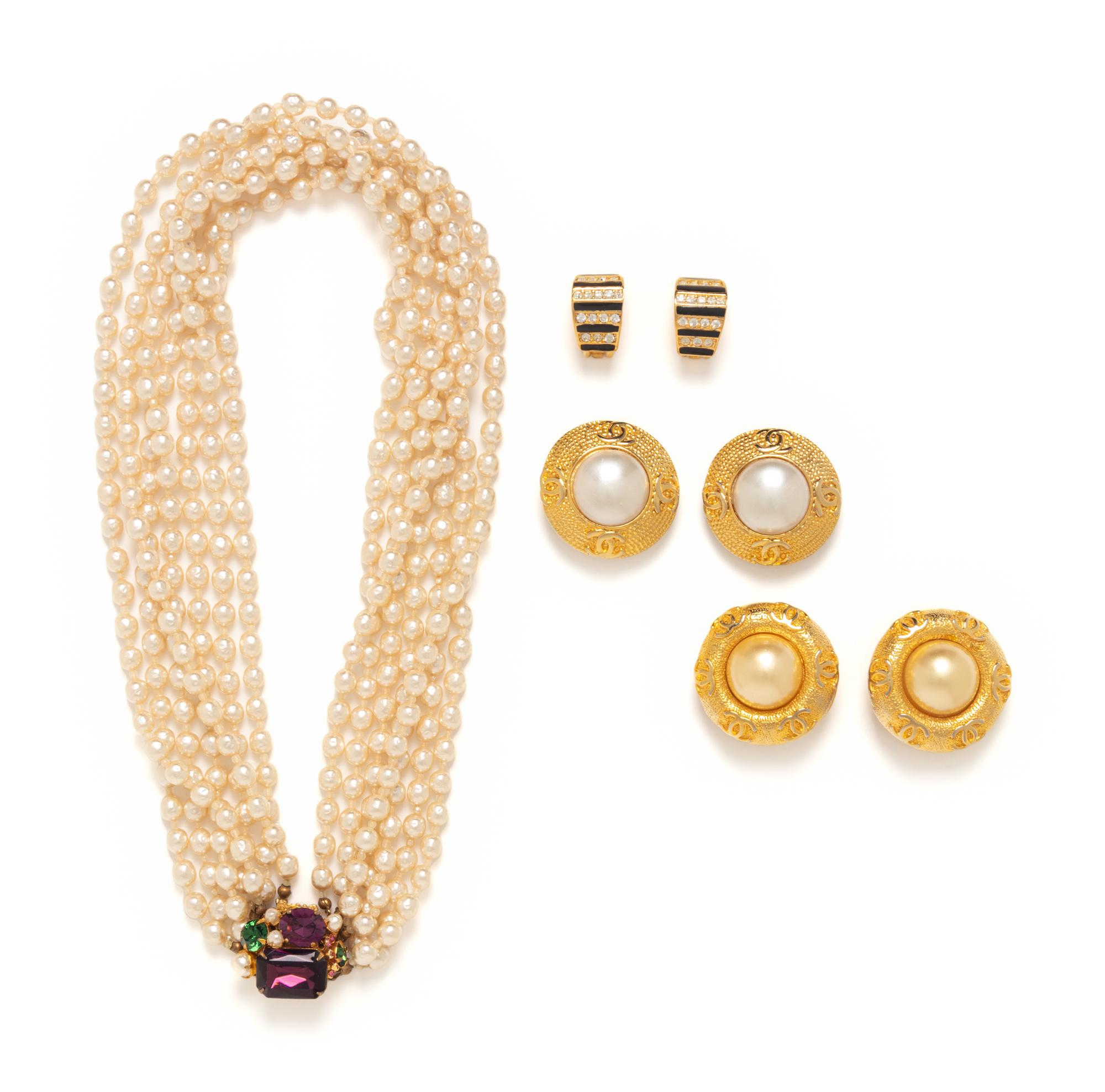 Four Pieces of Designer Costume Jewelry Including Chanel and Miriam Haskell