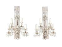 A Pair of Cut Crystal Four-Light Wall Sconces — 19TH CENTURY