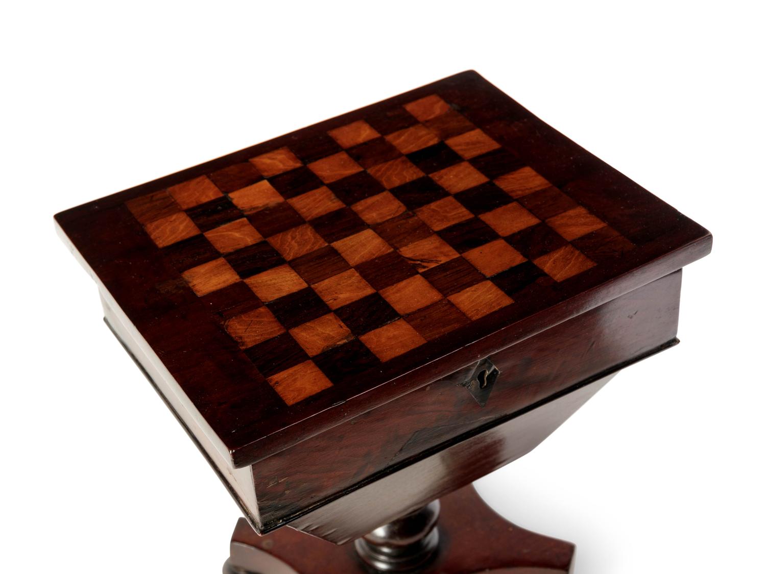 A Regency Inlaid Mahogany Sewing Box in the Form of a Game Table