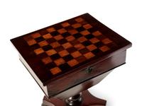A Regency Inlaid Mahogany Sewing Box in the Form of a Game Table