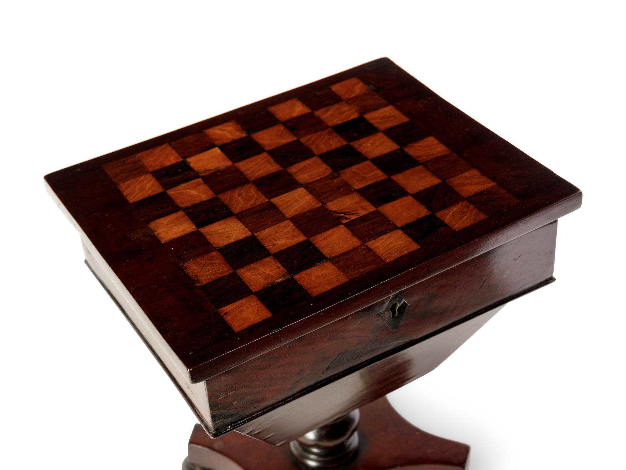 A Regency Inlaid Mahogany Sewing Box in the Form of a Game Table