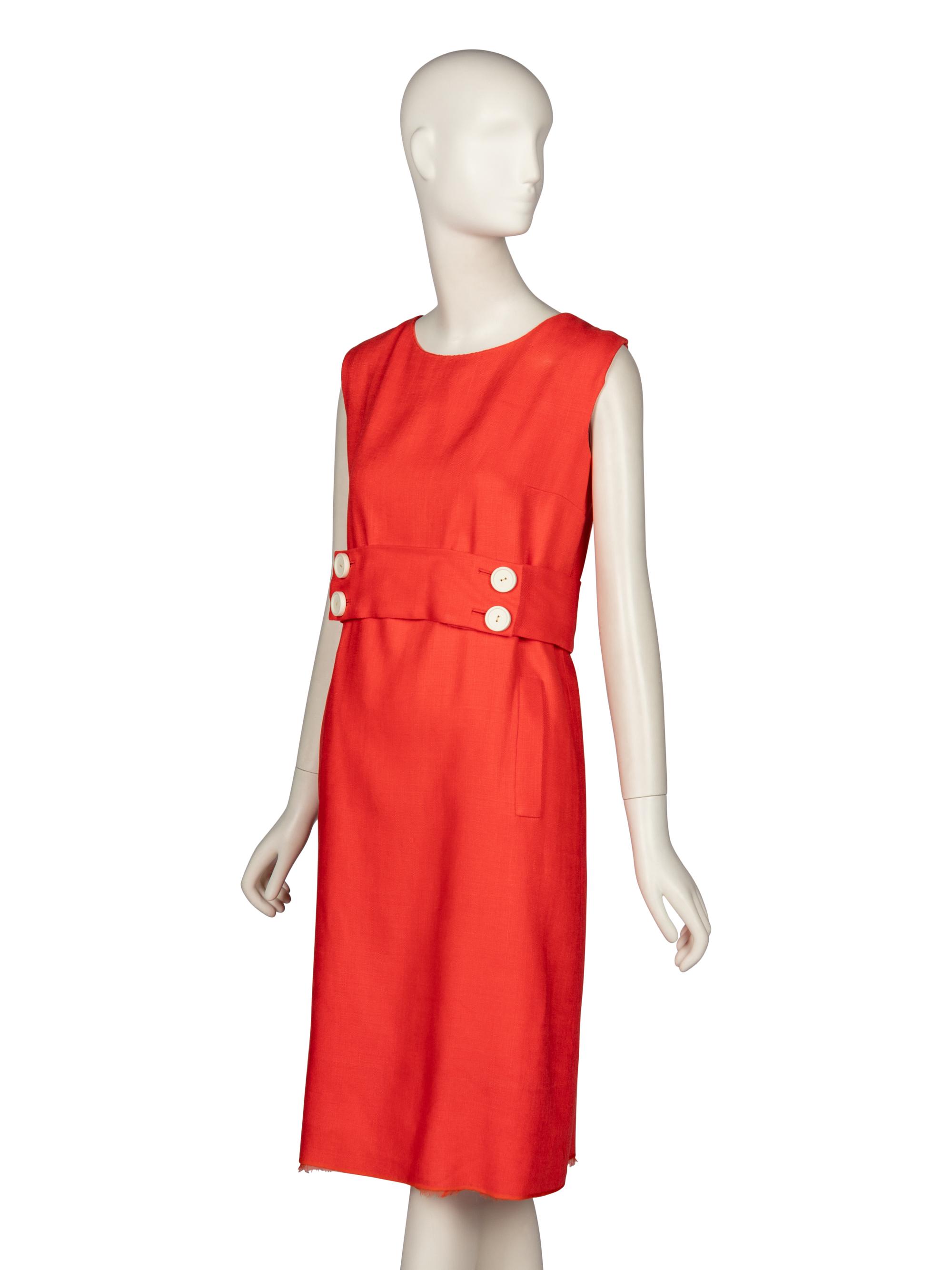 Norman Norell, Coral Linen Dress, 1960's