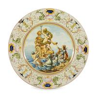 A Pair of Italian Renaissance Style Majolica Glazed Ceramic Chargers