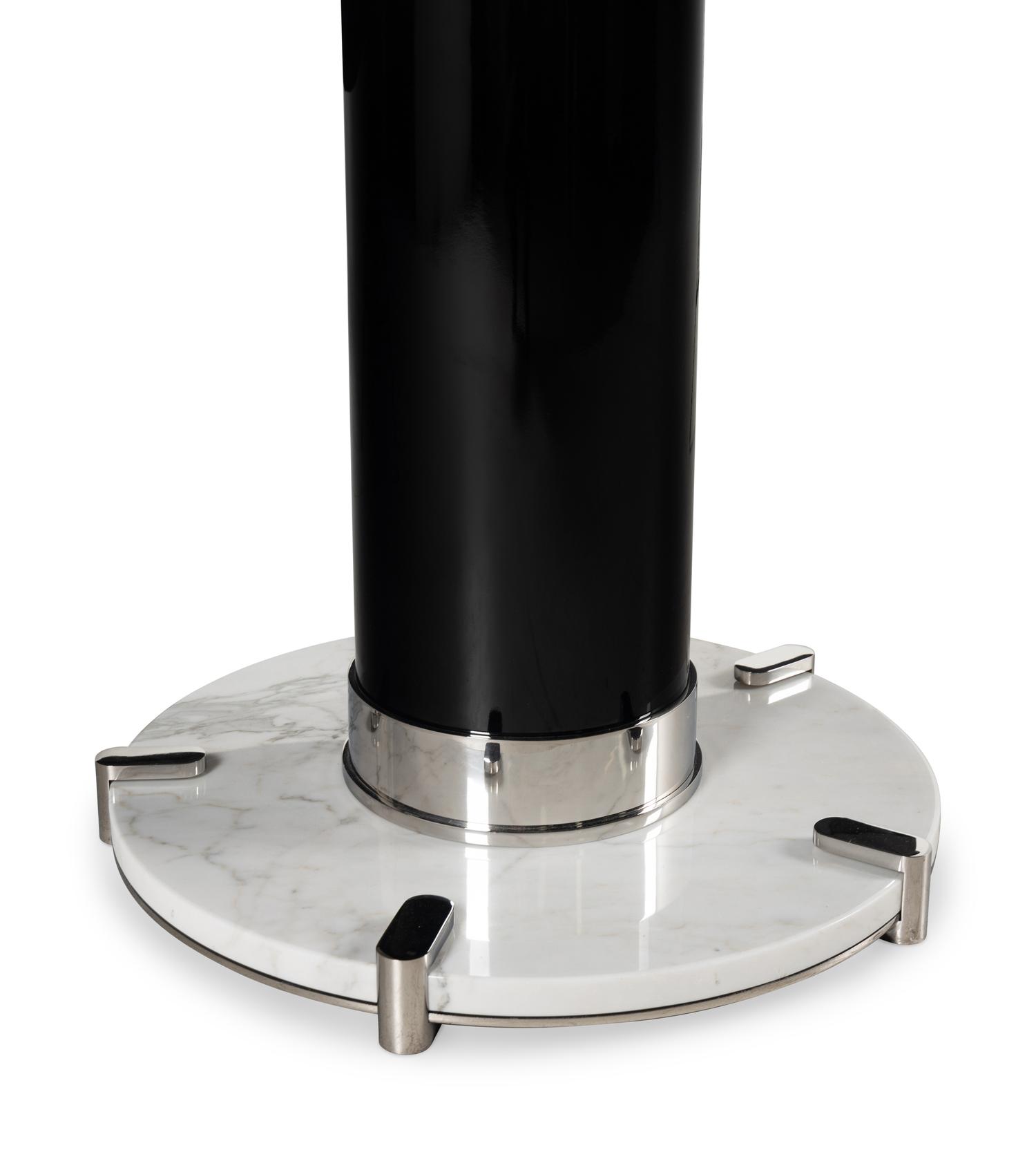 A Contemporary Chrome and Marble Circular Dining Table