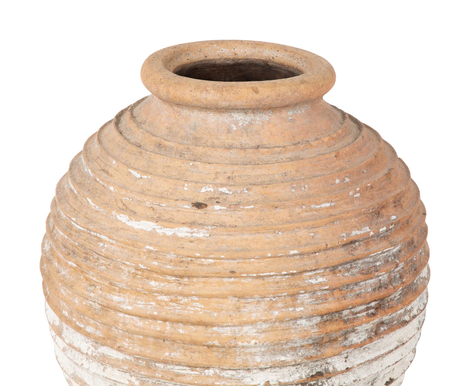 A Large Terra Cotta Jar with Traces of White Pigment — 20TH CENTURY