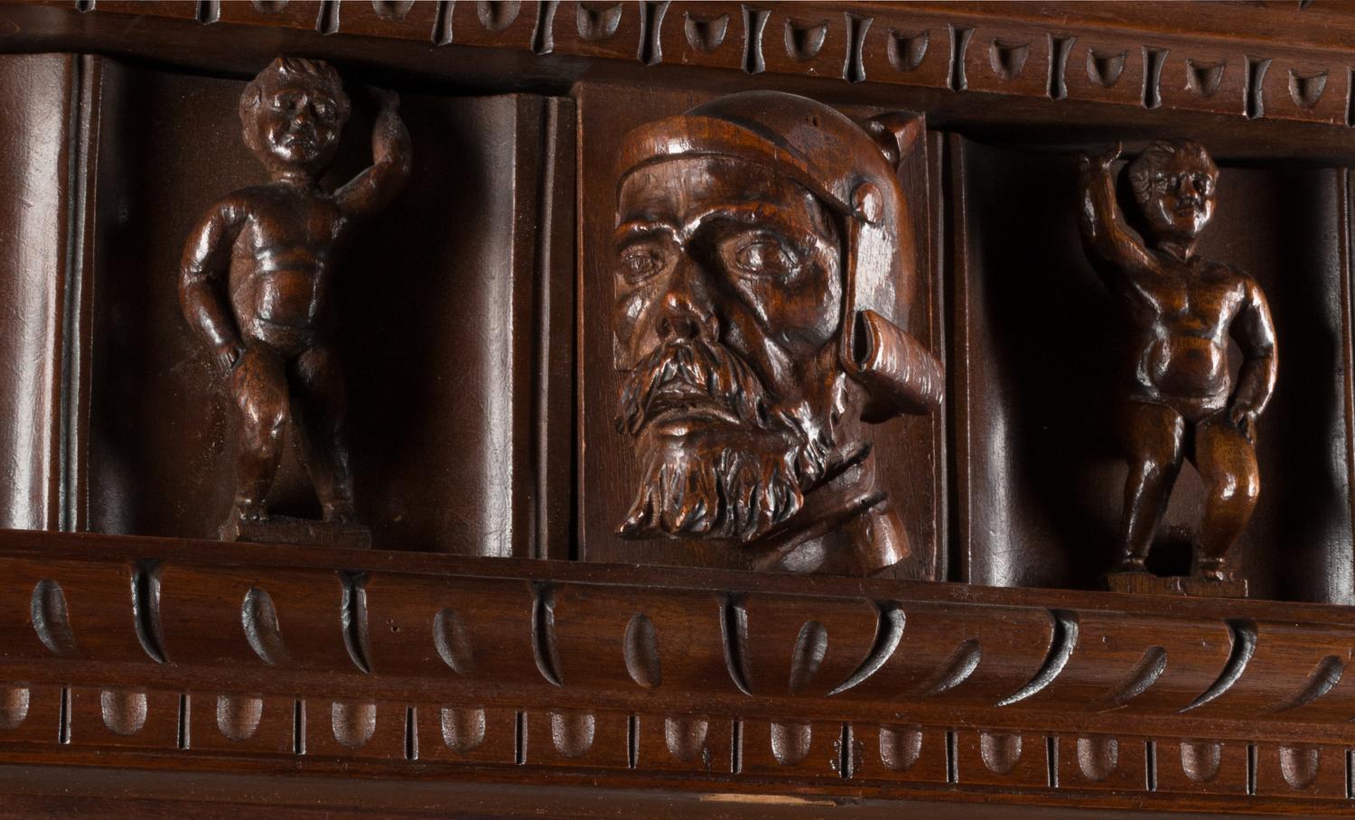 An Italian Renaissance Revival Walnut Cabinet on Stand
