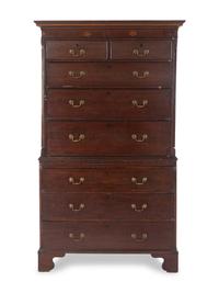 A George III Mahogany and Marquetry Chest on Chest