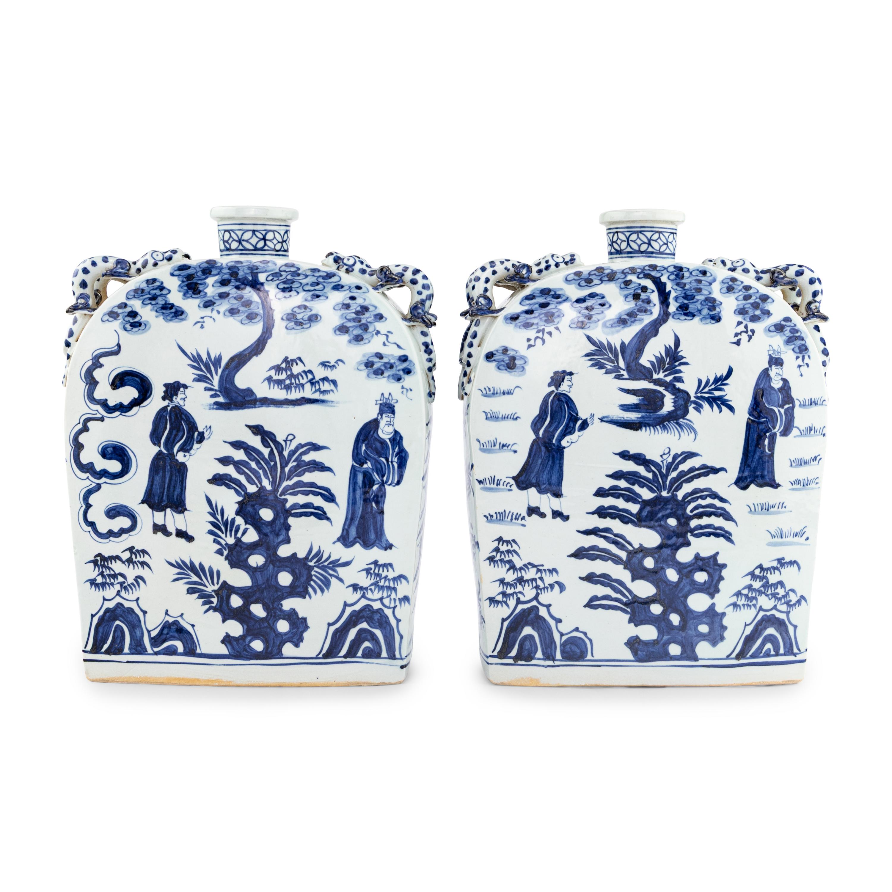 A Pair of Chinese Porcelain Flask-Form Vases