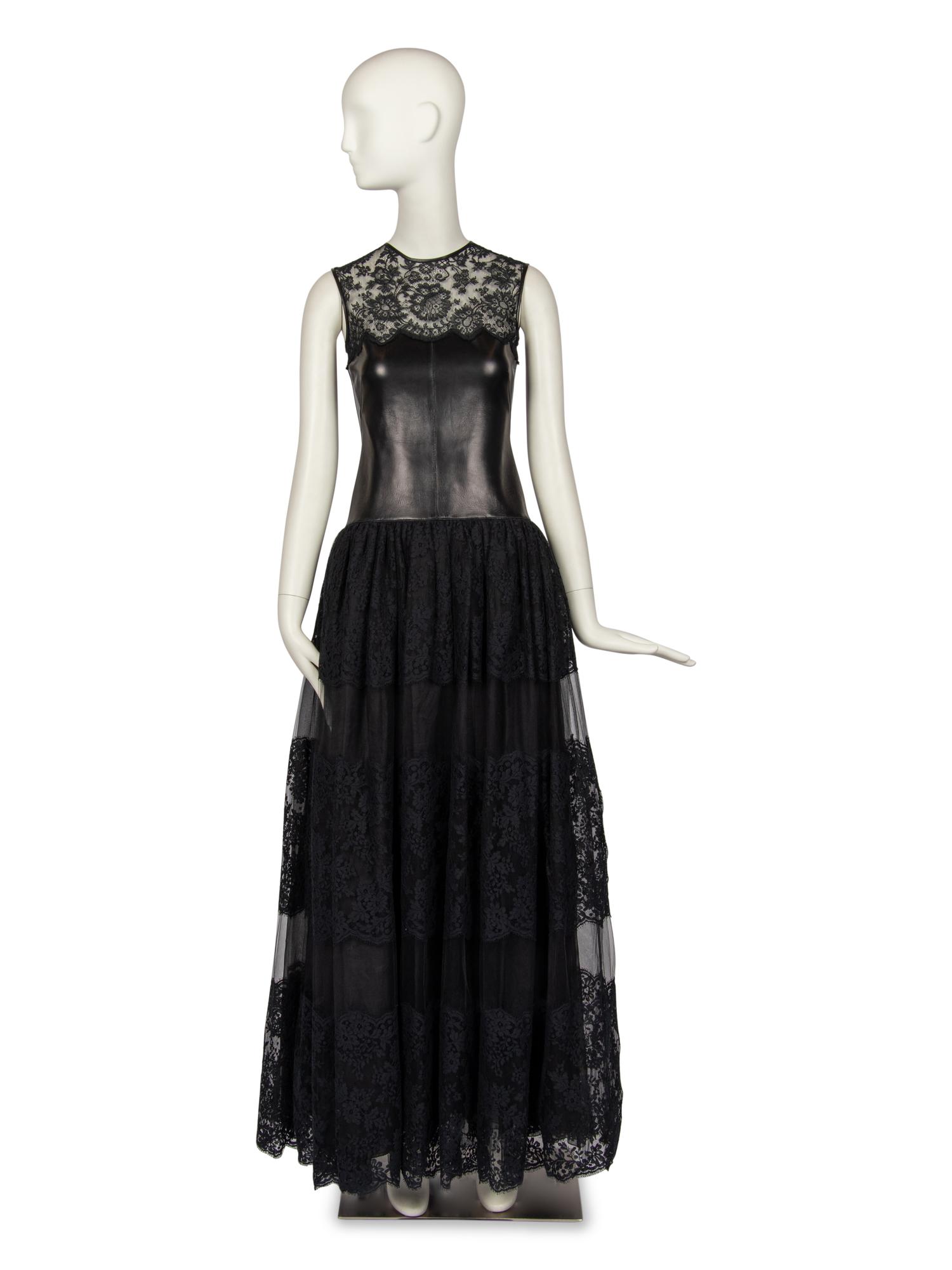 Valentino Gown in Black Leather and Lace, 2012