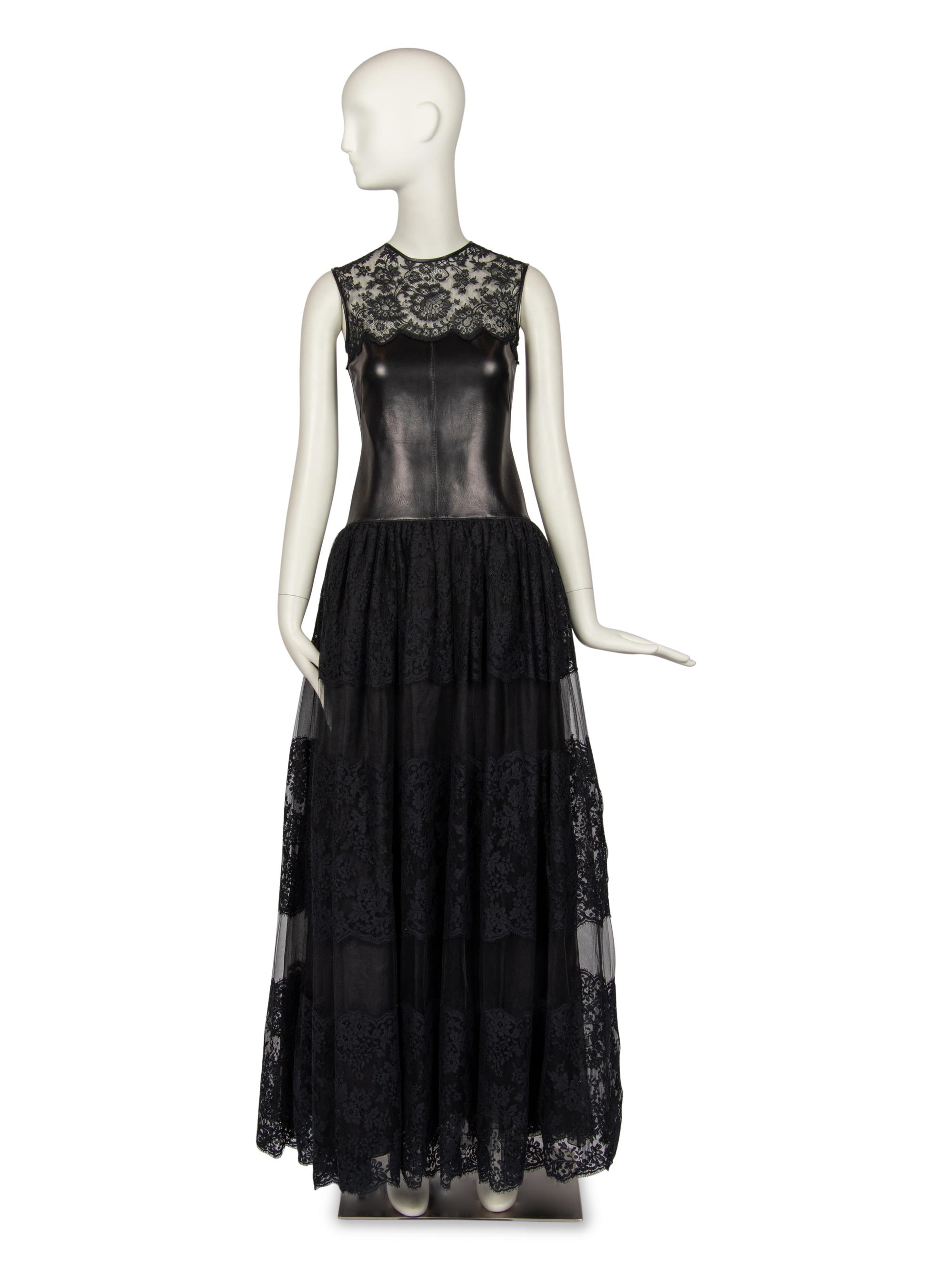 Valentino Gown in Black Leather and Lace, 2012