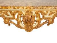 A Régence Style Painted and Parcel Gilt Marble-Top Center Table