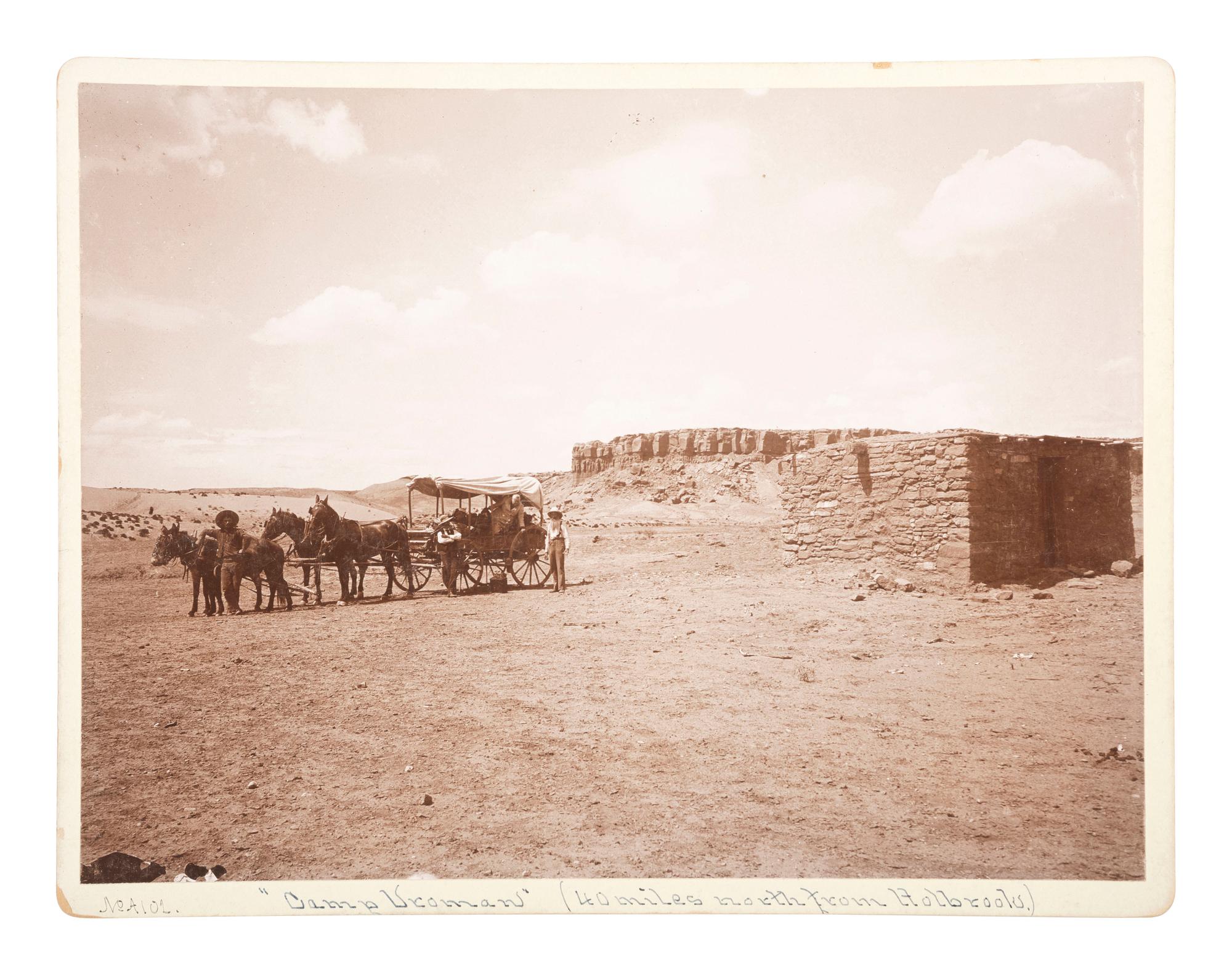 Native Americans [VROMAN, Adam C. (1856-1916), photographer]. "Camp Vroman" (40 miles north from Holbrooks.)