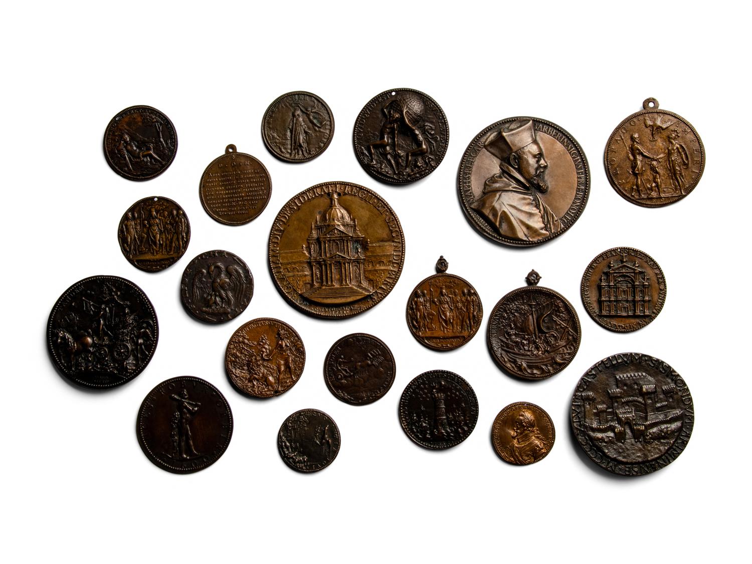 Twenty Grand Tour Bronze and Copper Double-Sided Commemorative Portrait Medallions