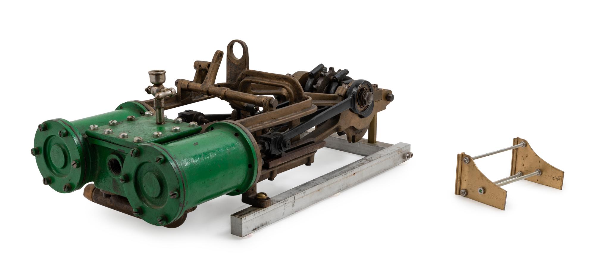 A Painted Metal Locomotive Drive Piston and Cylinder Demonstration Model