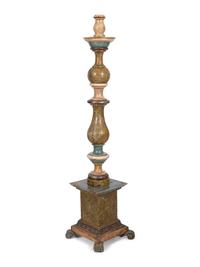 A Large Italian Baroque Polychrome Decorated Altar Stick