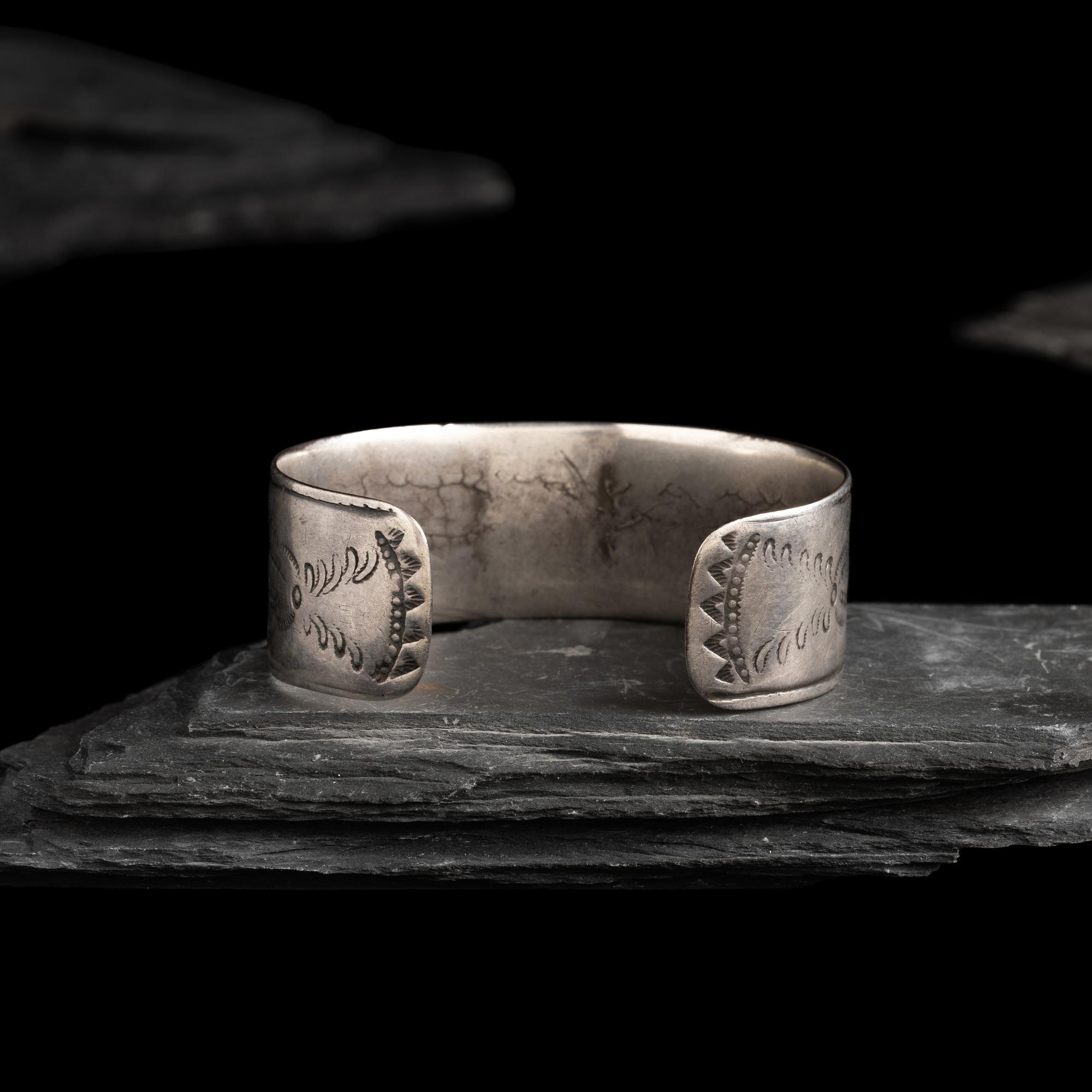 Navajo Ingot and Turquoise Cuff Bracelet