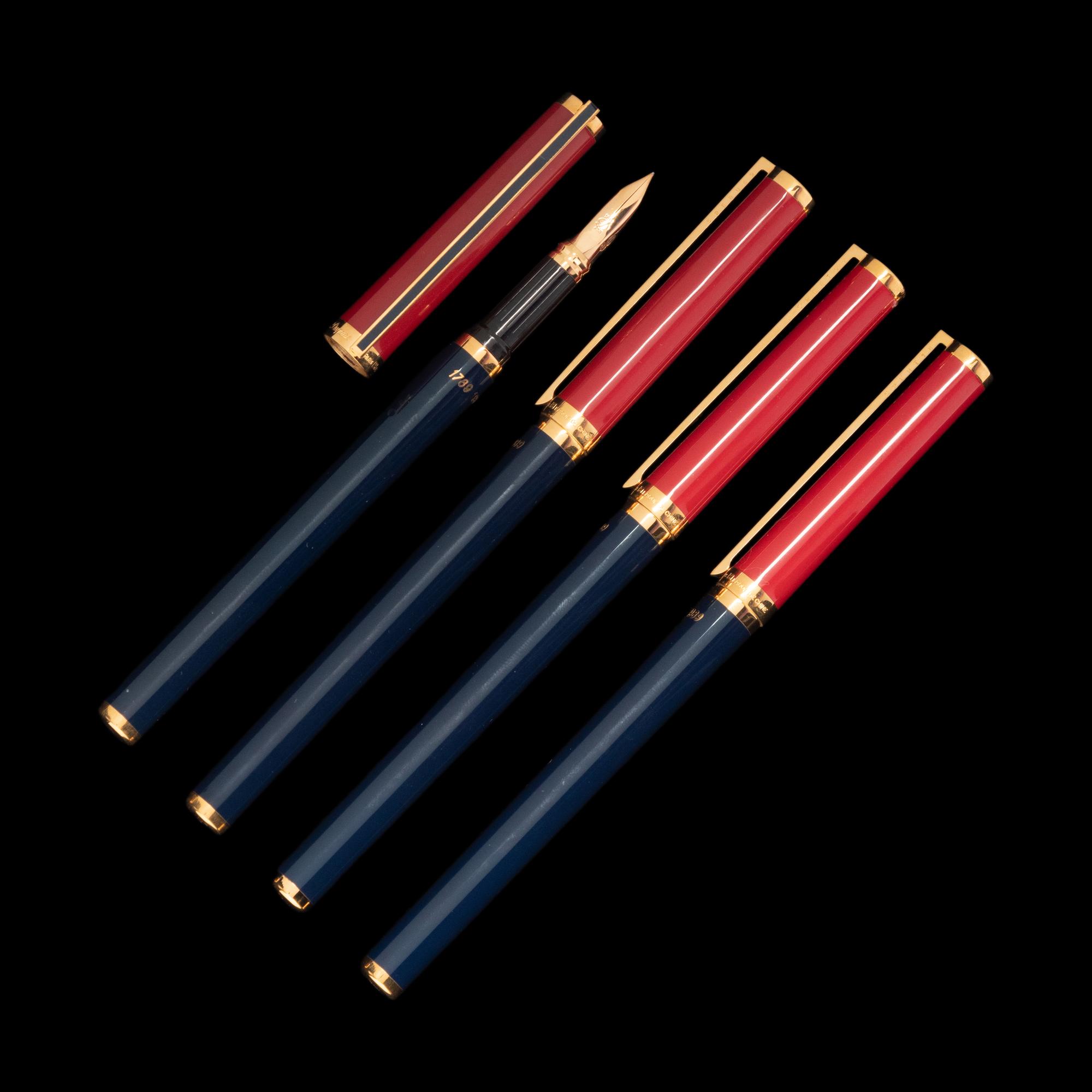 A Group of Two S.T. Dupont Limited Edition French Revolution Bicentennial: 1789-1989 Laque de Chine Fountain Pens and Rollerball Pen Sets