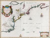 (MAP) JANSSONIUS, JOHANNES (after Johannes de Laet). Nova Anglia Novum Belgium et Virginia. Amsterdam, 1636. First state.