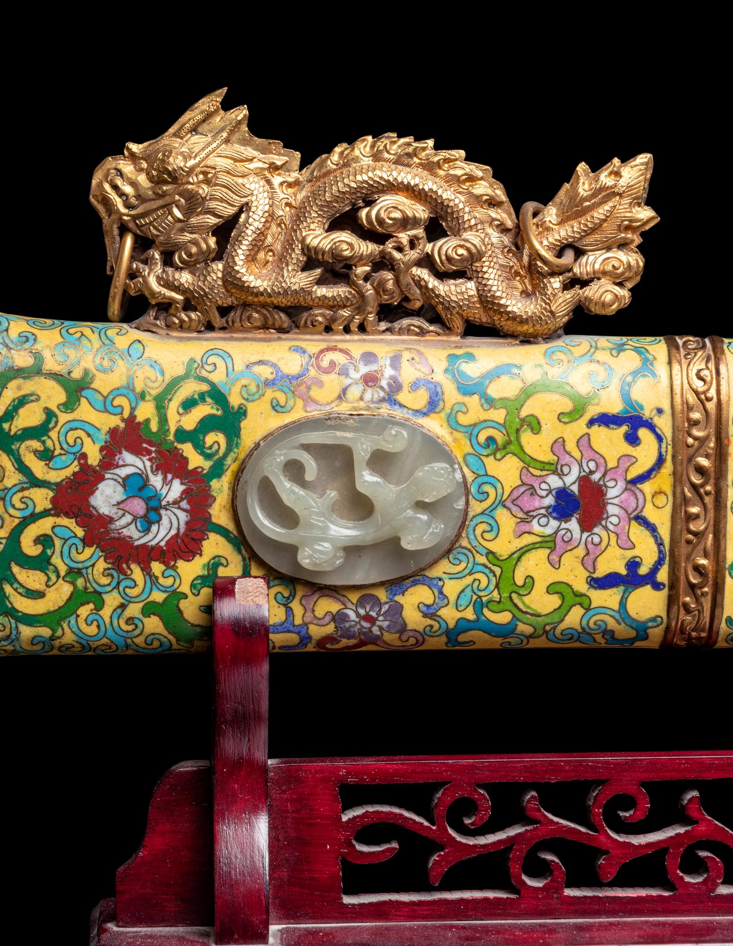 Two Chinese Yellow Ground Cloisonné Enamel Articles