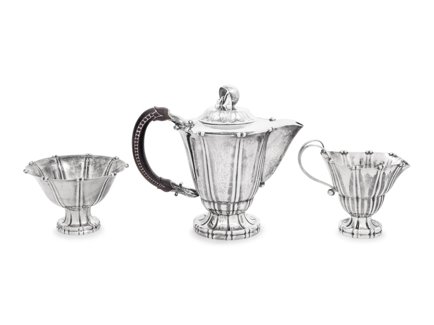 A Georg Jensen Three-Piece Silver Coffee Service